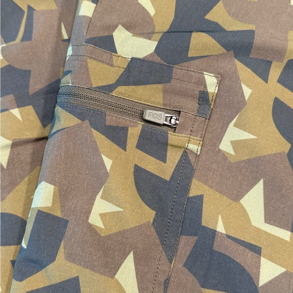 Figs Women's Camo Joggers - Olive Green and Brown - Picture 5 of 8